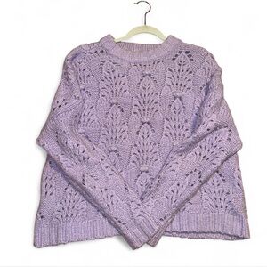 Lavender Openwork Knit Sweater - Women